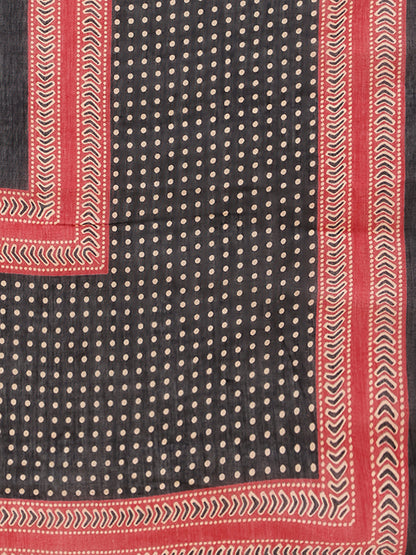 Black Animal Print Anarkali Cotton Stitched Kurta Set