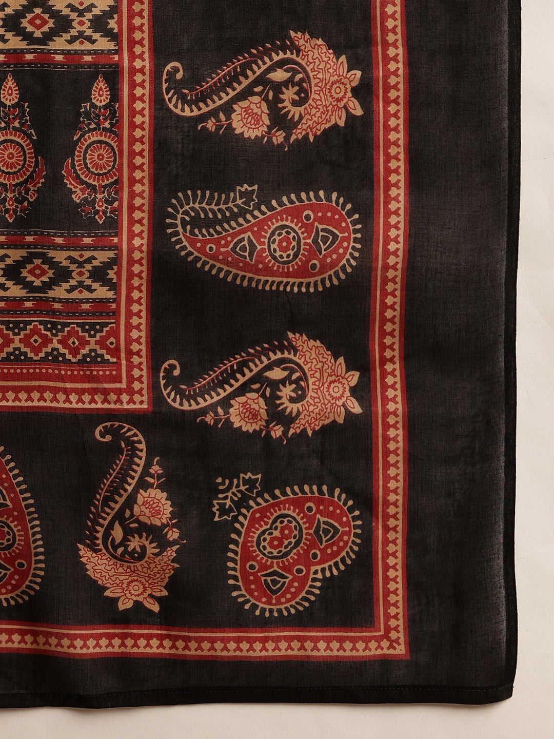 Black Solid Straight Cotton Stitched Kurta Set