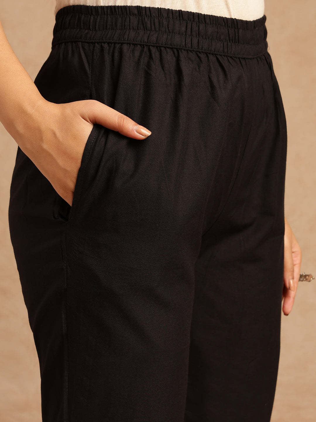 Black Tie And Dye A-Line Cotton Stitched Kurta Set