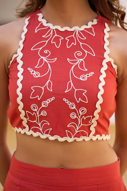 Orange Solid Straight Cotton Flex Stitched Co-Ord Set