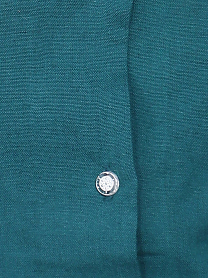 Teal Green Embroidered-Solid Straight Cotton Flex Stitched Co-Ord Set