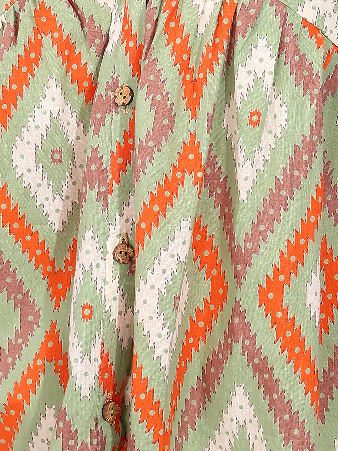 Pista Geometric Pattern Fit & Flare Cotton Stitched Top