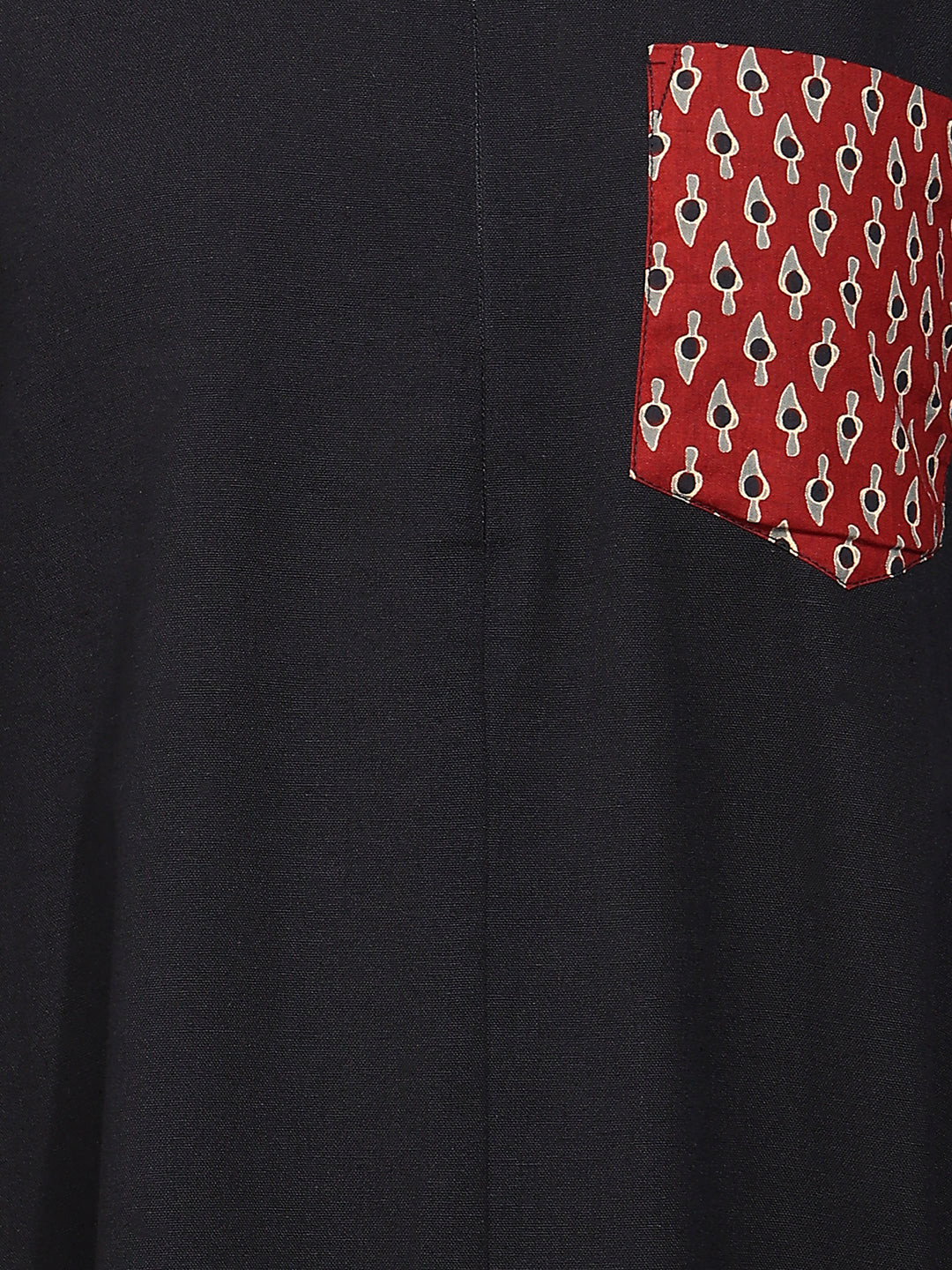 Black Solid Fit & Flare Cotton Stitched Dress