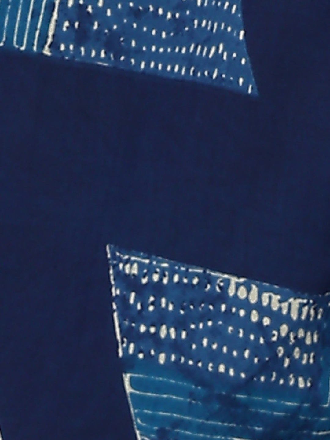 Blue Geometric Print Fit & Flare Cotton Stitched Dress