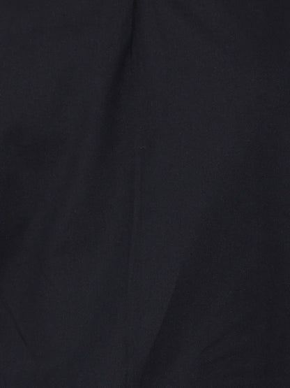 Black Solid Straight Cotton Stitched Top