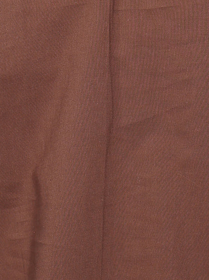 Brown Solid Straight Cotton Stitched Top
