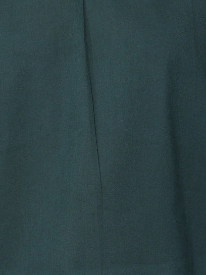 Green Solid Straight Cotton Stitched Top