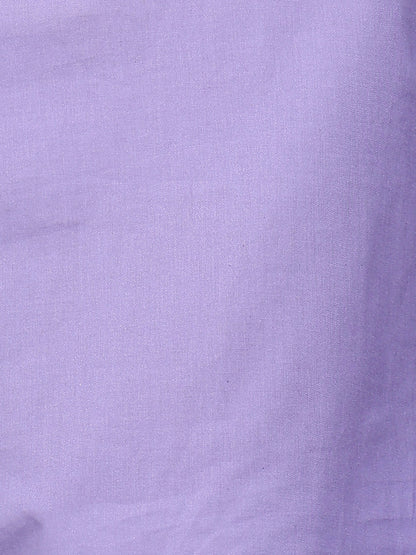 Purple Solid Straight Cotton Stitched Top