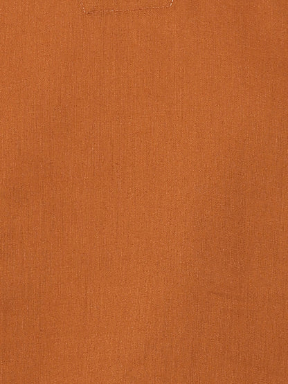 Rust Solid Straight Cotton Stitched Top