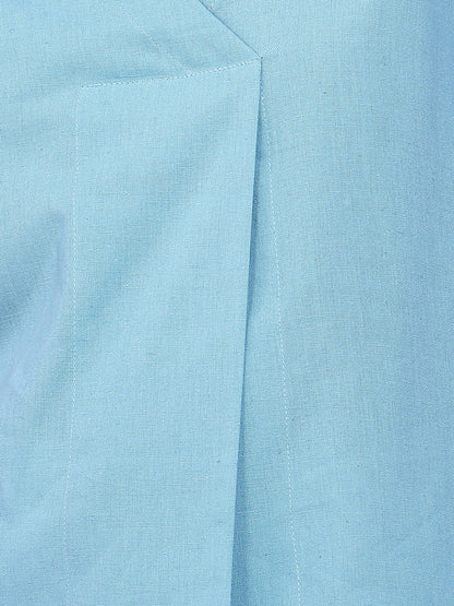 Sky Solid Straight Cotton Flex Stitched Top