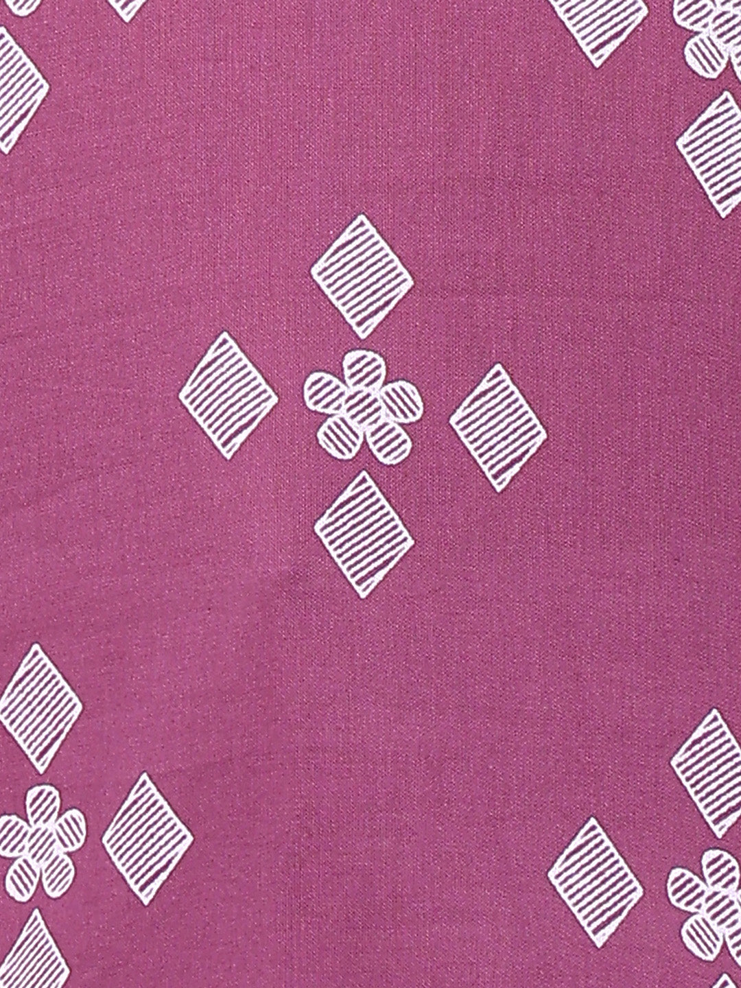 Lavender Geometric Straight Cotton Stitched Short Kurta