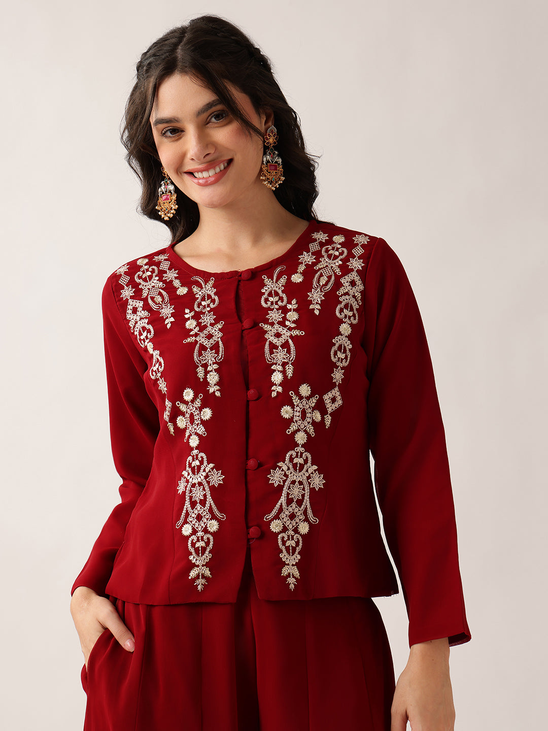 Yellow Floral Straight Georgette Co-Ord Set (Sharara)