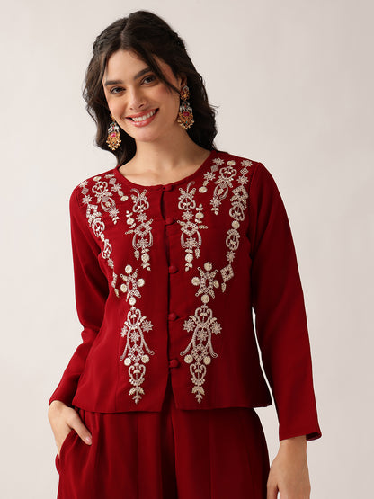 Yellow Floral Straight Georgette Co-Ord Set (Sharara)