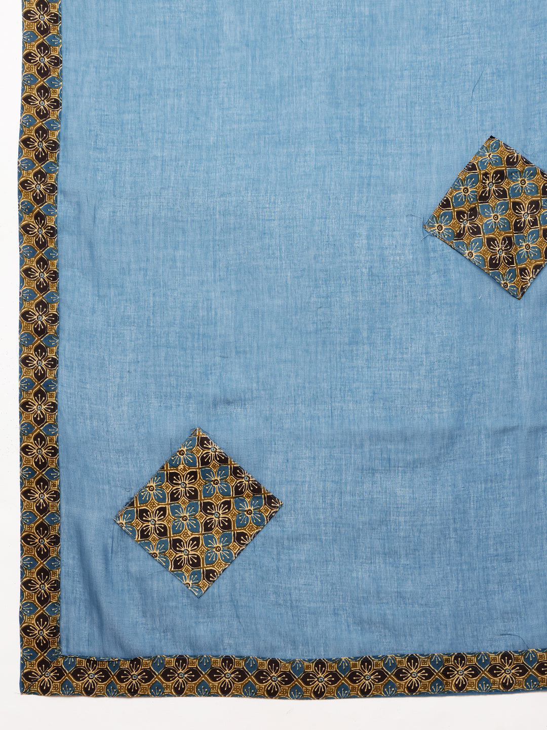 Mehendi Green & Teal Yoke Design  A-Line Cotton Stitched Kurta, Palazzo With Dupatta