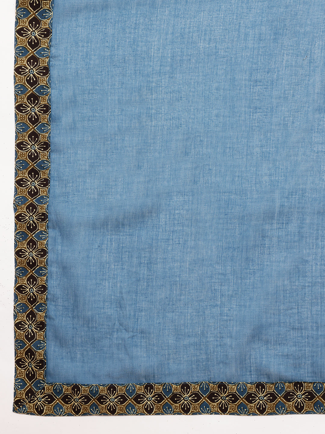 Mehendi Green & Teal Solid A-Line Cotton Stitched Kurta, Palazzo With Dupatta