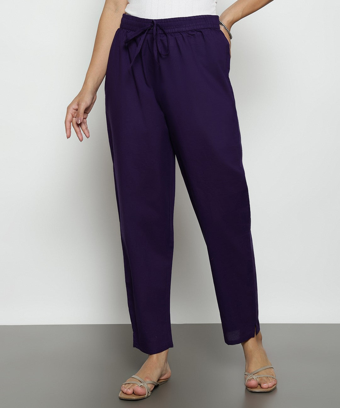 Purple Floral Straight Cotton Stitched Kurta, Pant With Dupatta
