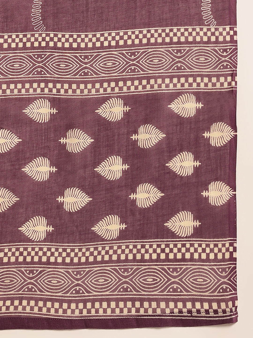 Lavender Floral Straight Cotton Stitched Kurta Set