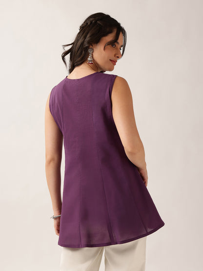 Voilet Floral A-Line Cotton Tunic