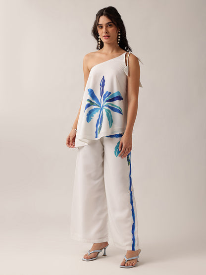 White Floral A-Line Georgette Co-Ord Set