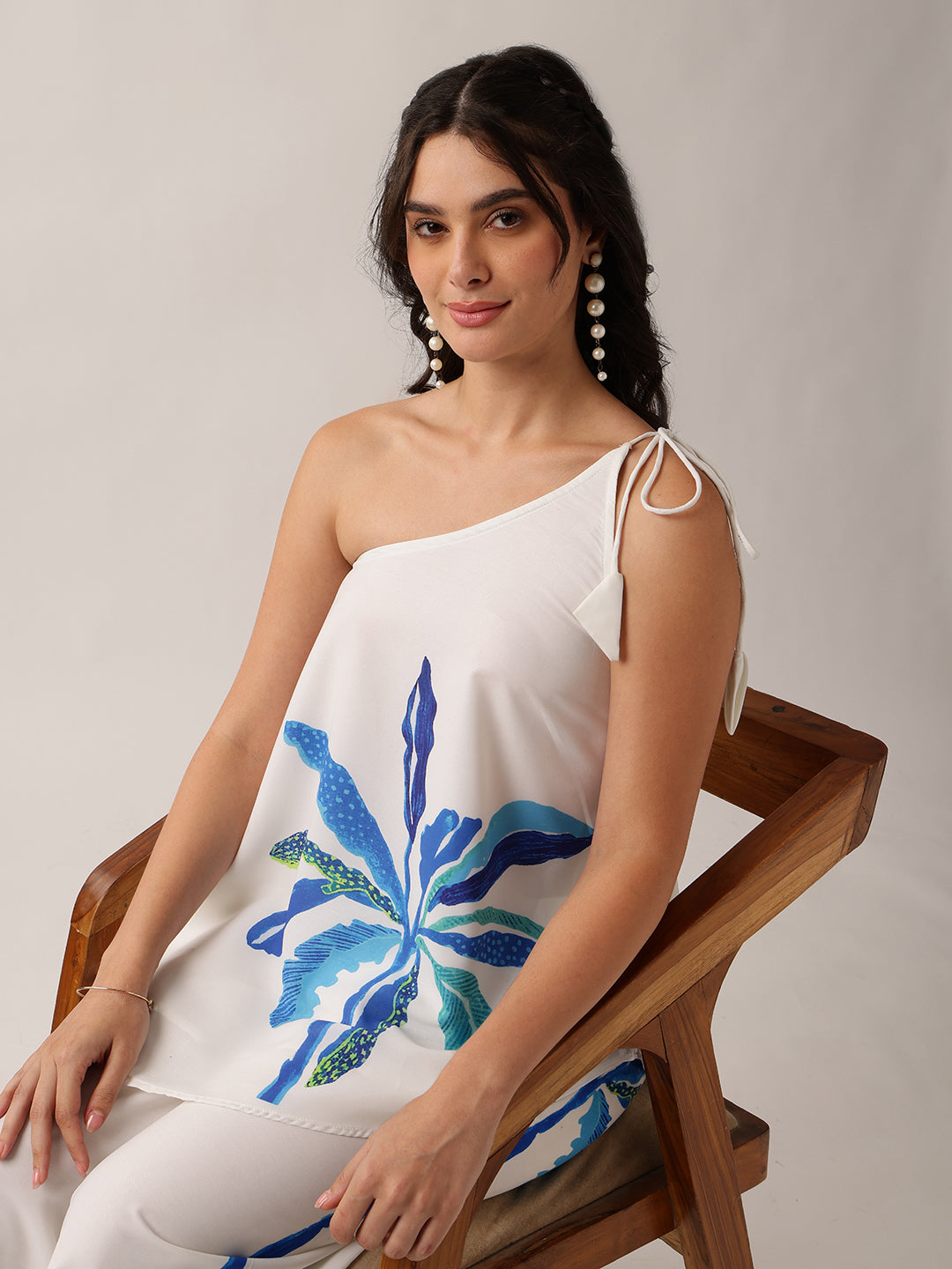 White Floral A-Line Georgette Co-Ord Set