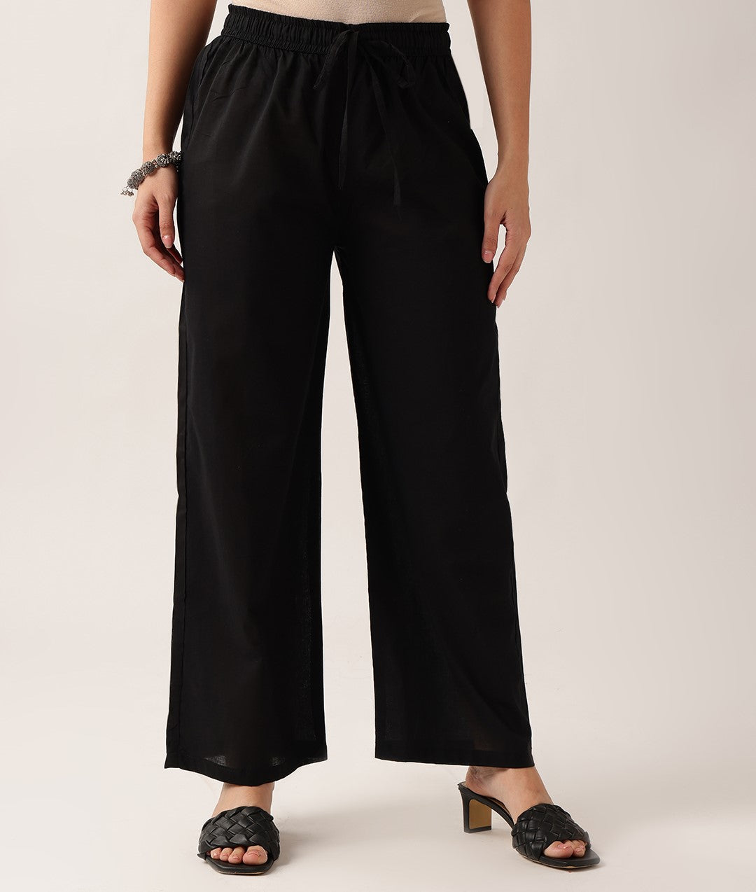 Black Yoke Neck A-Line Cotton Kurta Pant And Dupatta