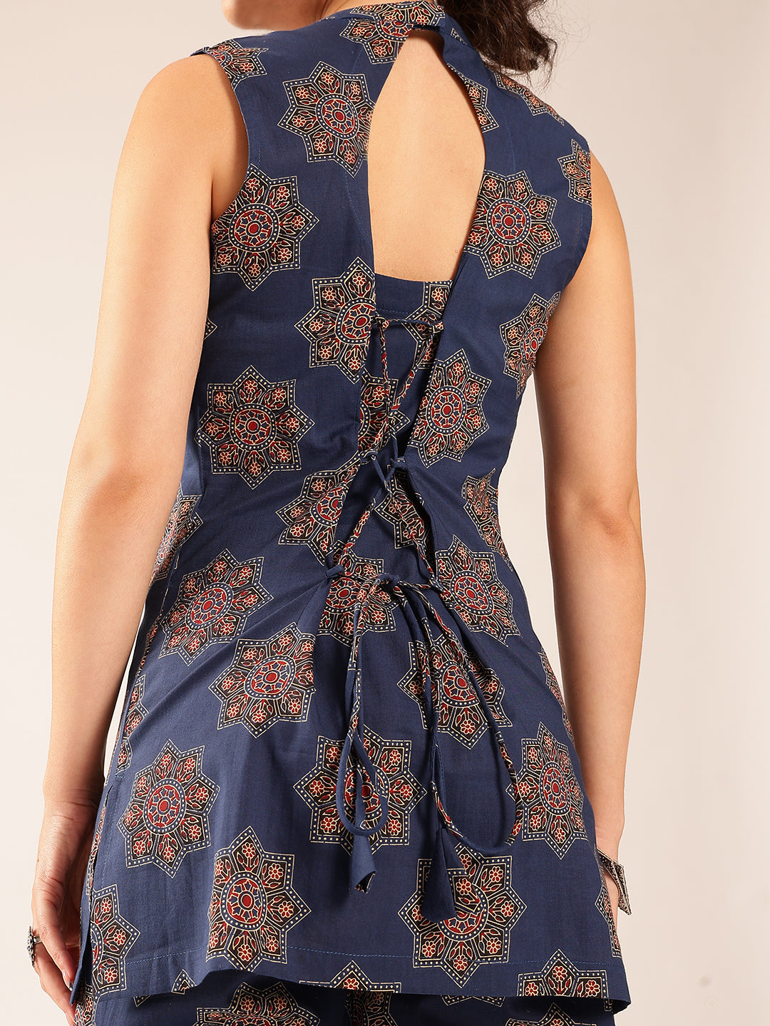 Turquoise Floral Straight Cotton Stitched Co-Ord Set