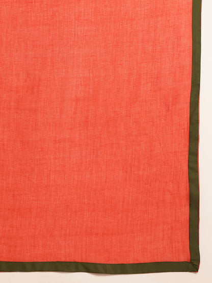 Red Solid Flared Cotton Stitched Kurta Set