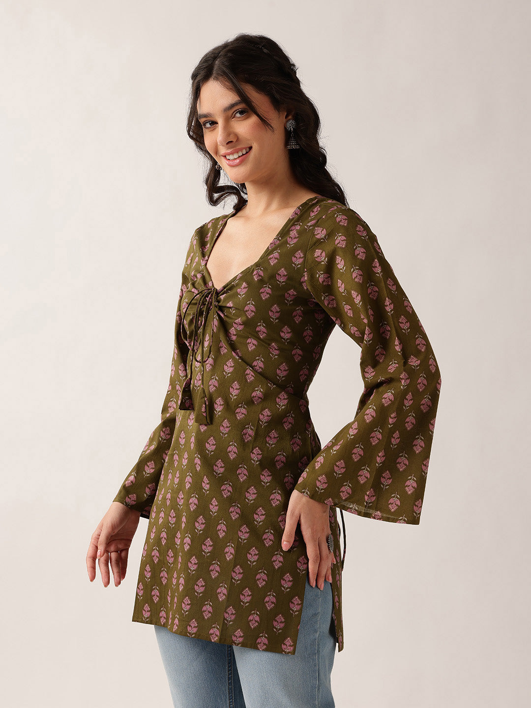 Mehendi Floral Straight Cotton Tunic