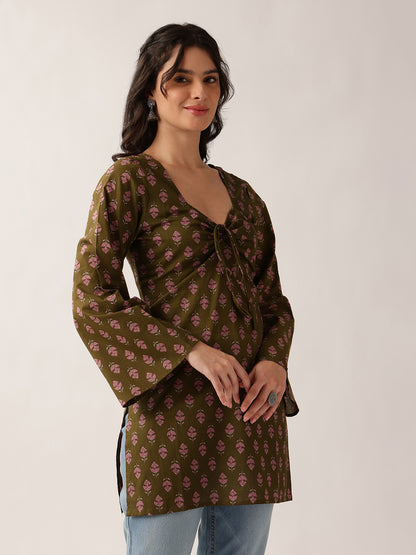 Mehendi Floral Straight Cotton Tunic