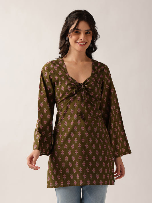 Mehendi Floral Straight Cotton Tunic