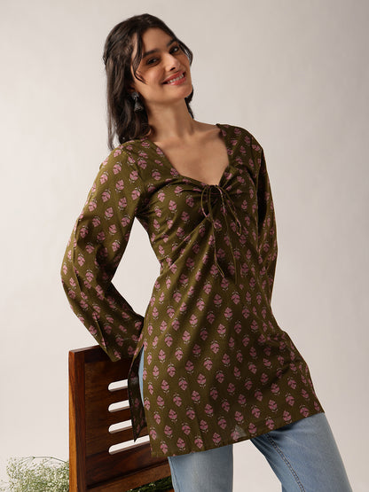 Mehendi Floral Straight Cotton Tunic