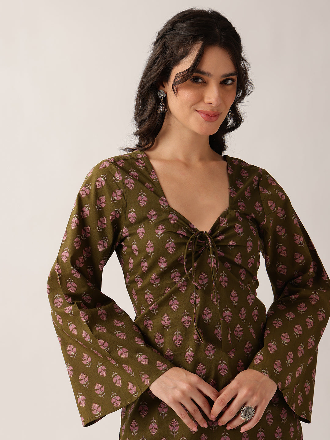 Mehendi Floral Straight Cotton Tunic