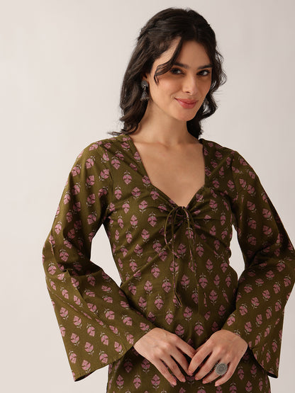 Mehendi Floral Straight Cotton Tunic