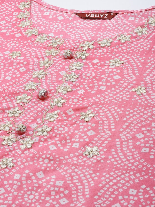 Light Pink Embroidered Straight Cotton Kurta Set