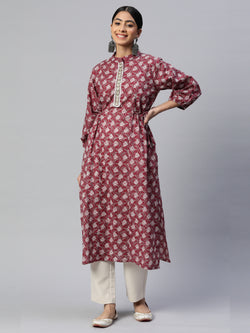 Rose Pink Straight Cotton Kurta