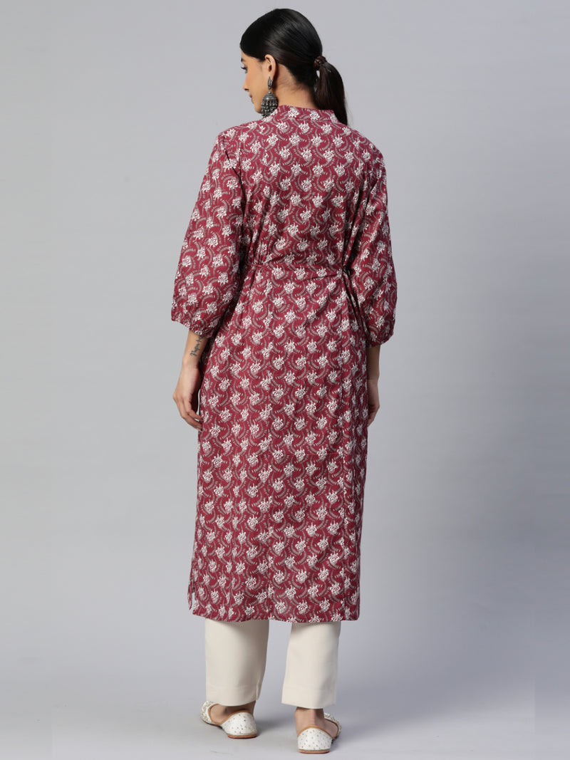 Rose Pink Straight Cotton Kurta