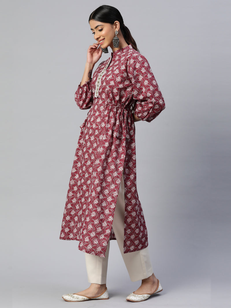 Rose Pink Straight Cotton Kurta