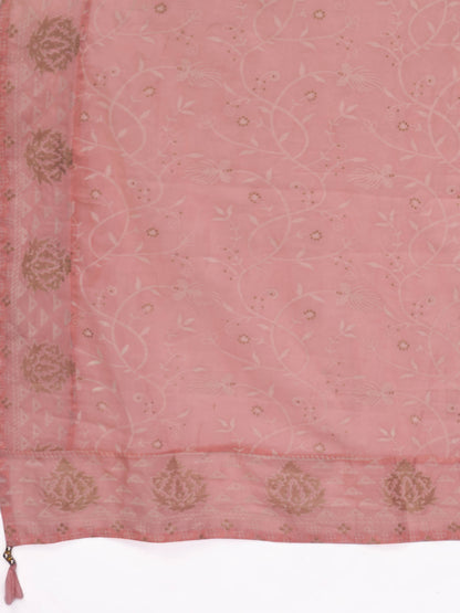 Light Pink Embroidered Straight Rayon Kurta Set