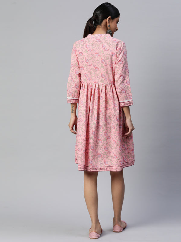 Light Pink Flared Cotton Dress
