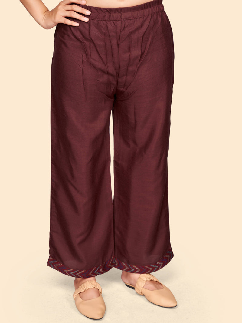 Maroon Straight Cotton Blend Kurta Set