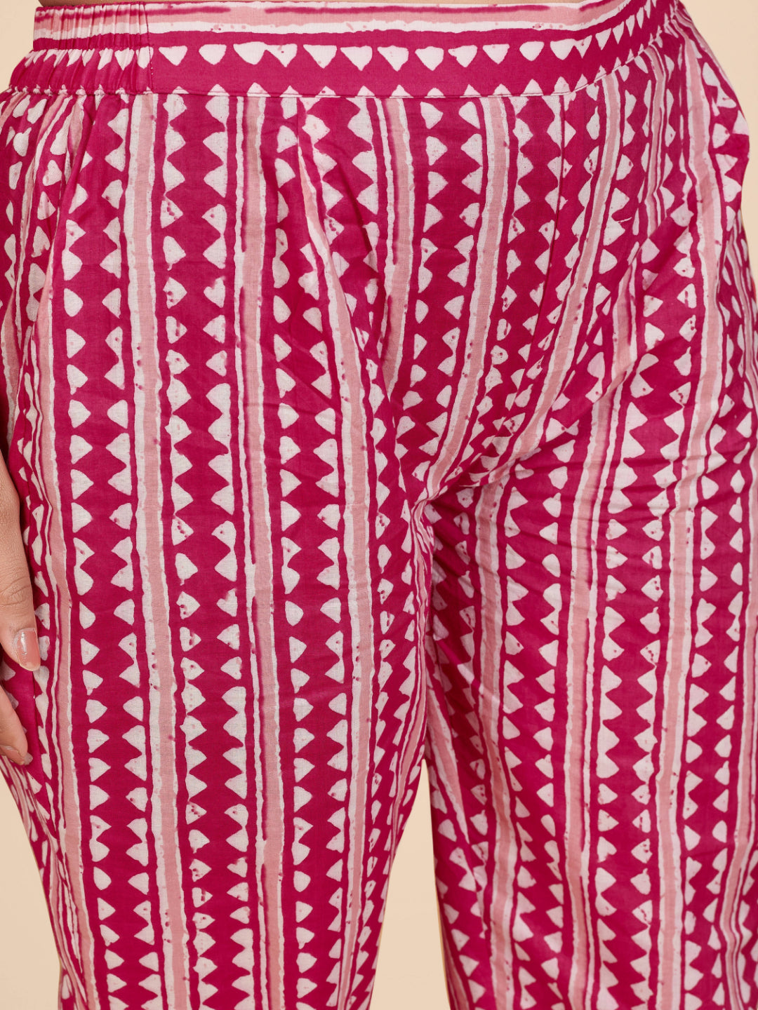 Pink Embroidered Anarkali Cotton Kurta Set