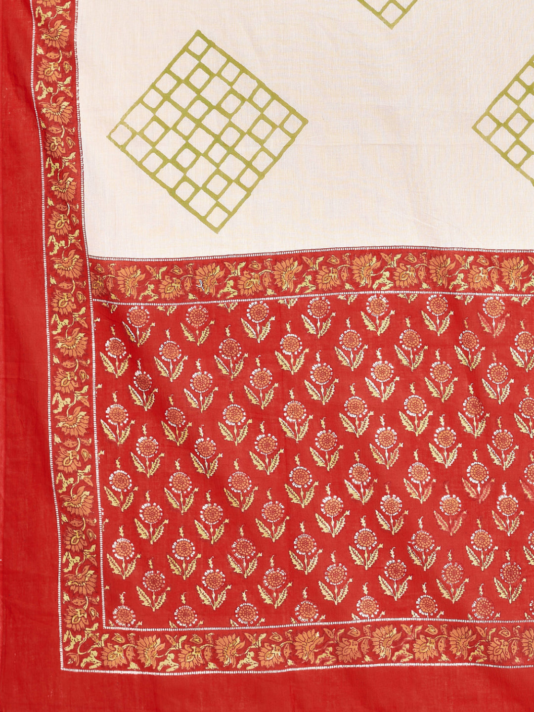Red Embroidered Straight Cotton Kurta Set