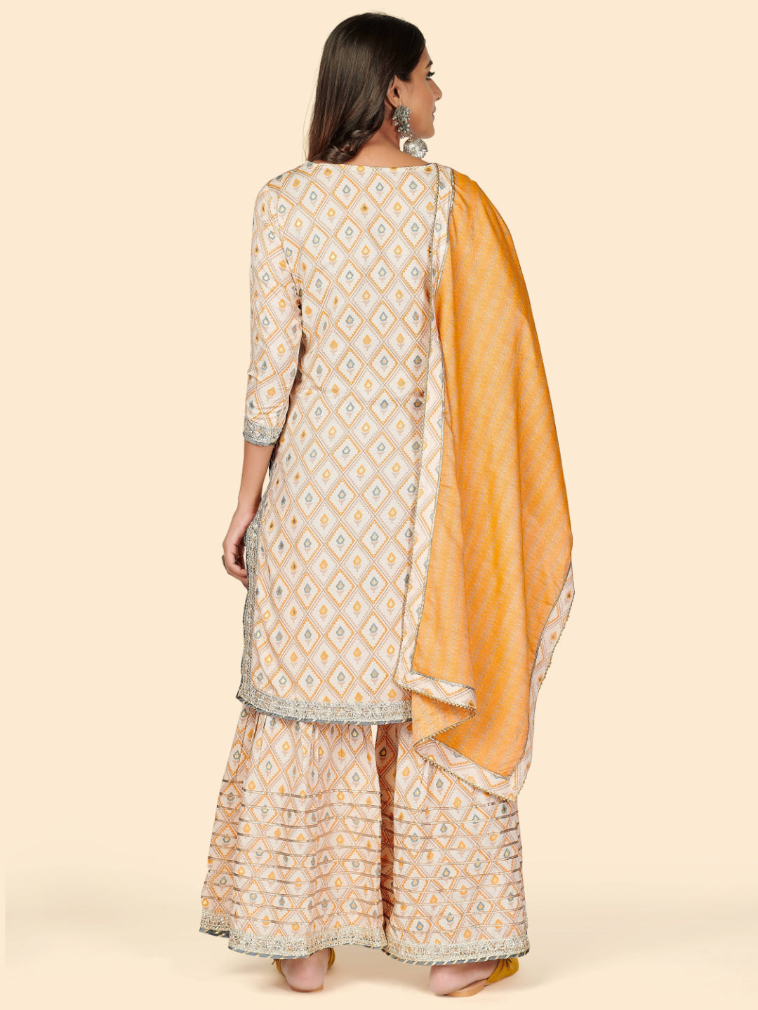 Yellow Embroidered Straight Muslin Kurta Set