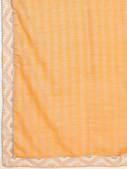 Yellow Embroidered Straight Muslin Kurta Set