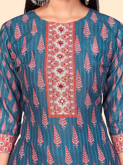 Blue Straight Muslin Kurta Dupatta