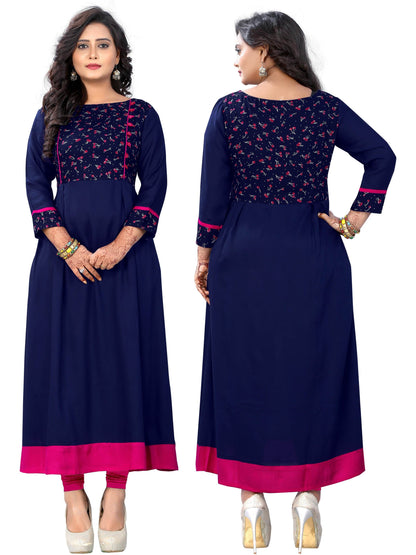 Blue Color Rayon Anarkali Kurti