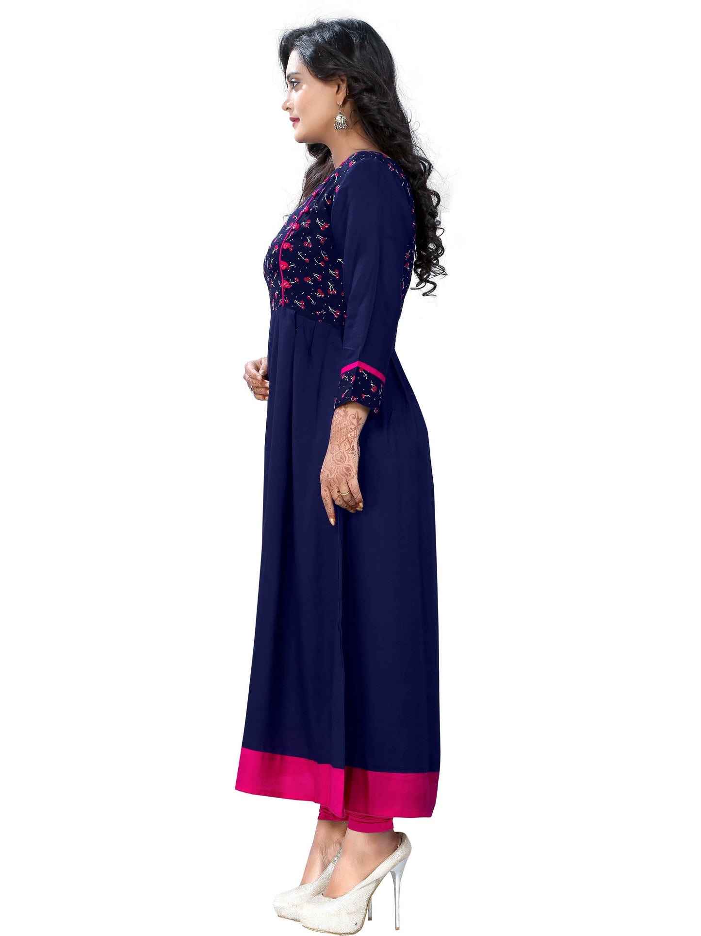 Blue Color Rayon Anarkali Kurti