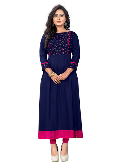 Blue Color Rayon Anarkali Kurti