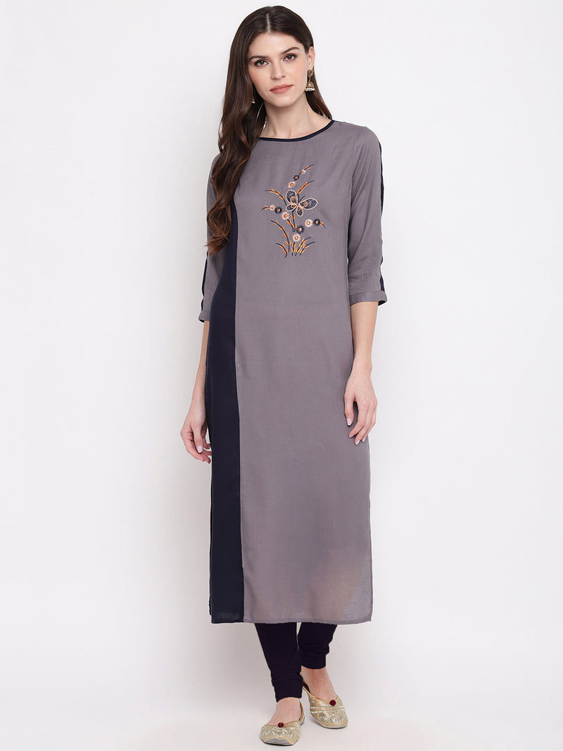 Art Silk Casual Wear Kurti In Grey Colour - KR5500070