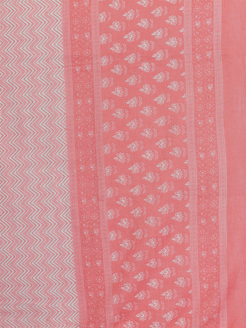 Pink Embroidered Straight Cotton Kurta Set